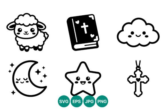 Download Cute Sheep Bible Cloud Moon Star Cross - Star Collection