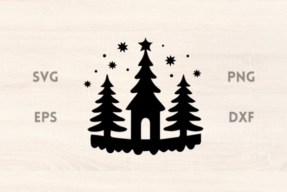 Download Fir Trees and Stars Christmas Scene SVG - Star Collection