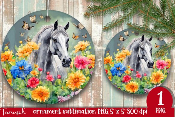 Download Watercolor Horse Ornament Sublimation - Sub Collection