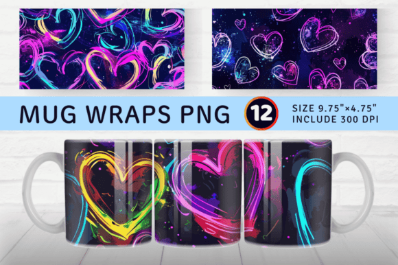 Download Galaxy Neon Graffiti Hearts Mug Wrap Sub - Sub Collection