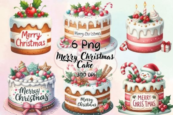 Download Merry Christmas Cake Sublimation Clipart - Sub Collection