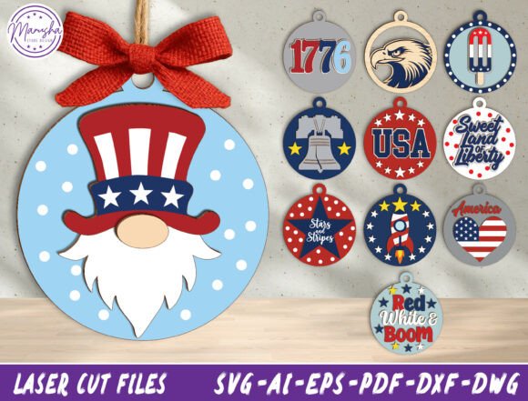 Download Patriotic Gnome Ornament SVG Bundle - Premium Resources